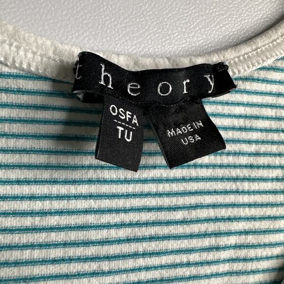 Theory SHERYL Tubular Tank One Size Apollo Teal & White Stripe Stretchy Y2K USA - Picture 7 of 8